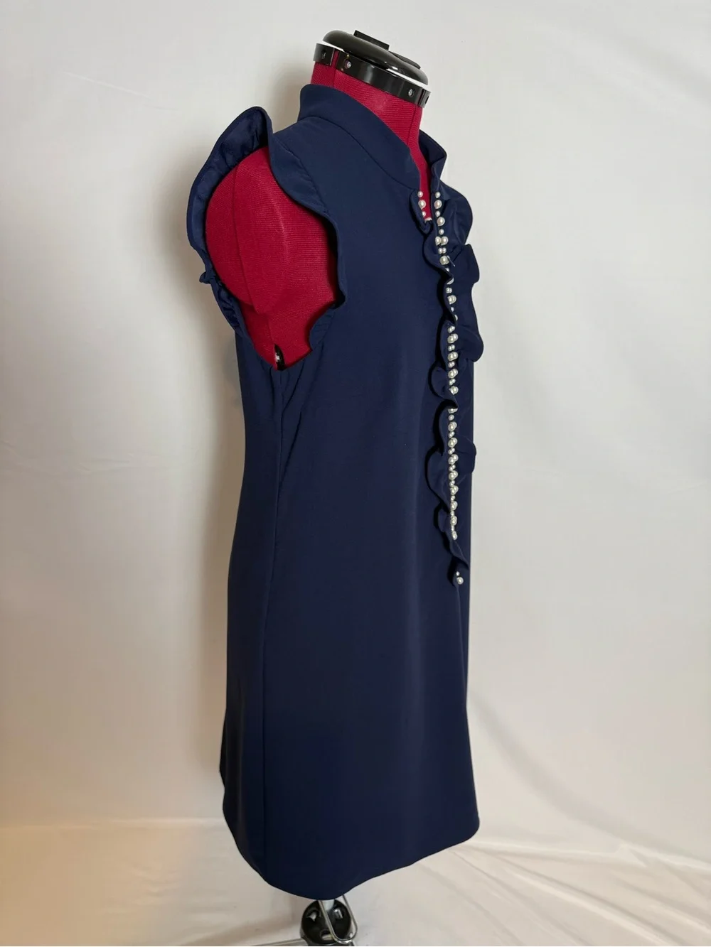 Lilly Pulitzer Adalee Shift Dress Women's Size 6 True Navy Pearl Embellishment